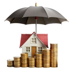 house under umbrella png finance concept