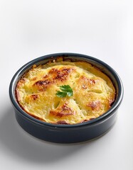 Turkish food potato gratin on white background