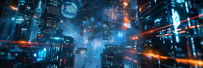 Obraz premium Sci-fi futuristic technology web banner or background