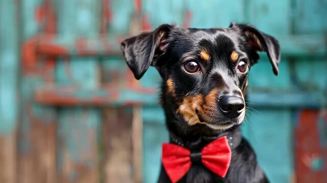 Cute Dog With a Red Bow Tie