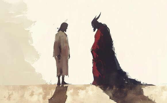 jesus stands before the devil