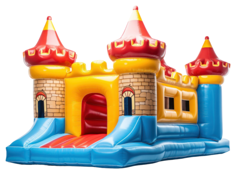 PNG Inflatable castle inflatable outdoors white background.