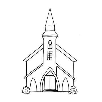 simple black and white church building clip art preview