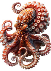 Fototapeta premium Close Up of a Red Octopus Against a White Background