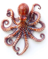 Close Up of a Red Octopus Against a White Background