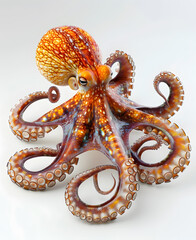 Obraz premium Close up of a detailed orange octopus tentacle on a white background
