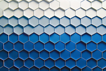 Fototapeta premium Abstract Geometric Pattern with Gradient Blue and White Hexagon Tiles