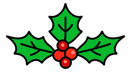 Christmas Holly Line Art Vector