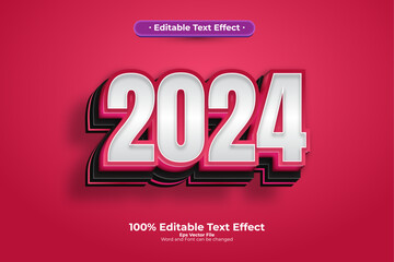 2024 New year editable text effect in modern trend style