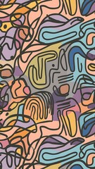 Colorful abstract doodle shape seamless pattern. Creative minimalist style art background, trendy design with basic shapes. Modern color wallpaper print backdrop