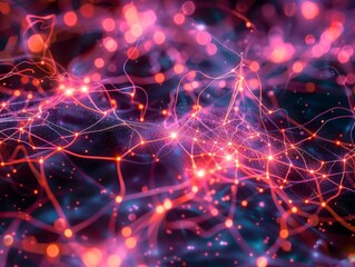 Obraz premium Abstract background with glowing lines and dots.