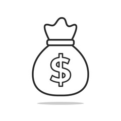 Money Bag icon. Vector thin financial illustration.