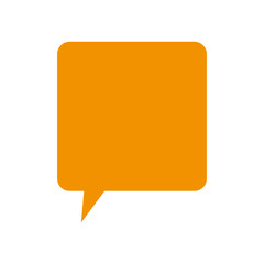 Orange speech bubble. Vector chat icon. Rounded square shape.