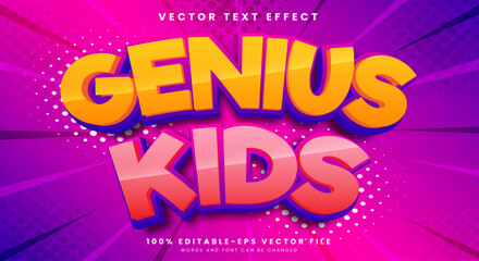 Genius Kids comic Style 3d editable text effect Template