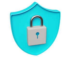 Data security icon d3 - account protection sign 3d rendering
