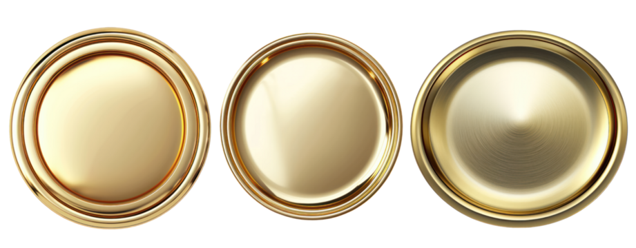 set of three gold rectangle frame circle round shape transparent background