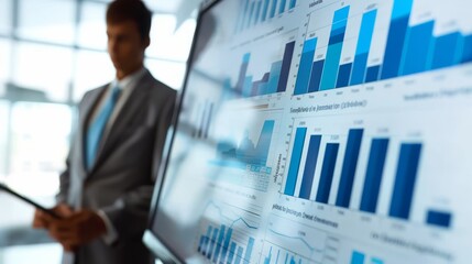 Team Leader Presenting Financial Data with Silver Theme