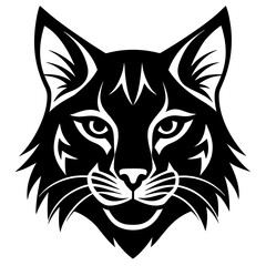 Bobcat face logo icon silhouette vector illustration	