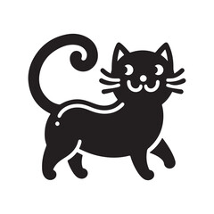 Obraz premium Funny cats silhouette black animal cartoon collection vector illustration isolated on white background