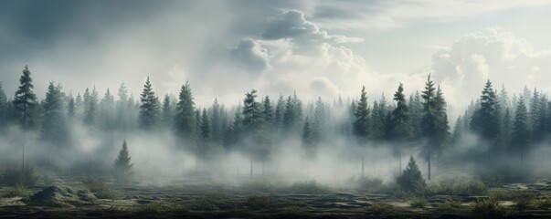 Fototapeta premium Misty Forest Landscape
