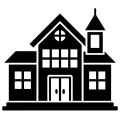 School buildings icon vector silhouette	