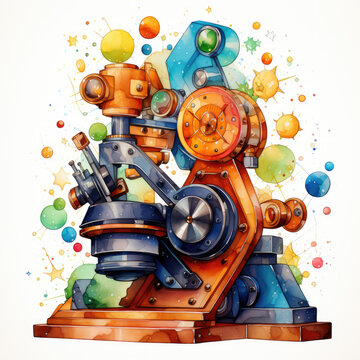 recommend clip art: Watercolor Microscope, clipart Illustration, Generative Ai