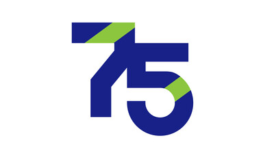 75 Blue Green Number Logo Geometry Simple Nature