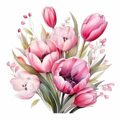Fototapeta premium Delicate Pink Tulips Bouquet