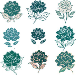 Elevate Designs with Classic Flower Outline Vector"