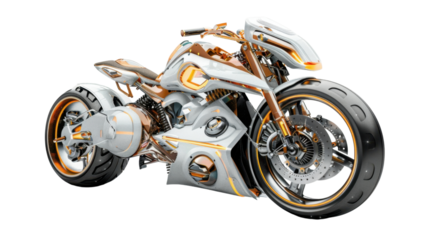 Futuristic motorcycles on transparent background