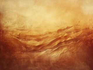 Abstract painting with warm colors and flowing lines.