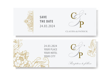Obraz premium The Blooms Greenery Floral Foliage Ornament Corner Text Separator Elegance Frame for Invitations