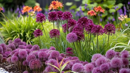 Obraz premium Allium aflatunense in an attractive garden display