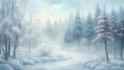 Fototapeta premium winter forest. calm measured beauty in a winter forest enveloped in fog