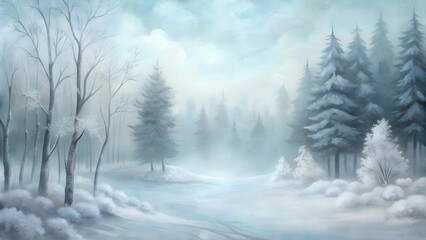 Fototapeta premium winter forest. calm measured beauty in a winter forest enveloped in fog