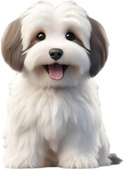 Obraz premium Adorable Fluffy Havanese Dog Cartoon clipart illustration. 