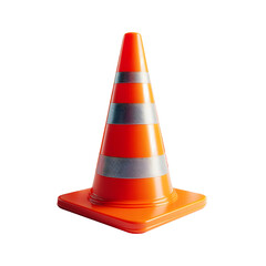 A single orange traffic cone isolated on a white background