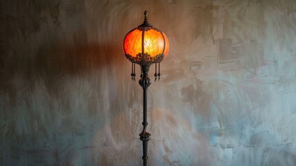 Antique orange standing lamp
