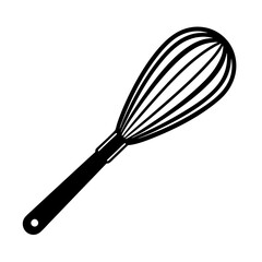 Stainless steel whisk silhouette vector art illustration