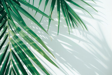 Abstract texture background. Palm leaf. Beautiful light shadow on a large palm leaf.