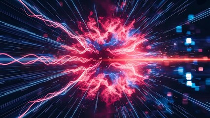 abstract futuristic background with pink blue glowing neon moving high speed wave lines and bokeh lights. Data transfer concept Fantastic wallpaper