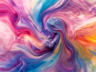 Obraz premium Abstract swirl of vibrant colors, pink, blue, yellow, purple, creating a psychedelic and dynamic visual