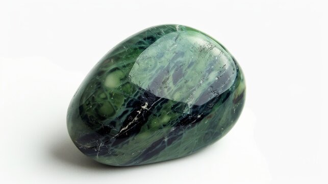 Polished Zoisite Gemstone, CloseUp View of Natural Green and Black Mineral, Perfect for Jewelry Design and Collectors