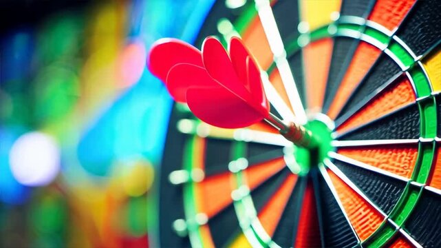 Colorful vector dartboard with centered darts, playful design for business backgrounds