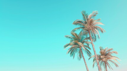 Minimalist beach vibes with palm trees against a clear blue sky