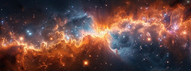 Obraz premium Consider incorporating celestial bodies like distant galaxies or star clusters within the nebula to add depth and context.
