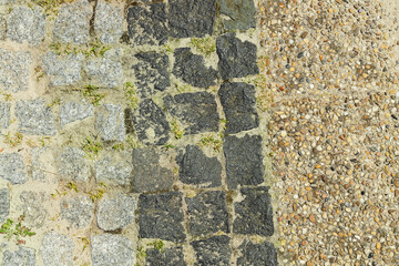 Top view of variety of foothpath texture as background