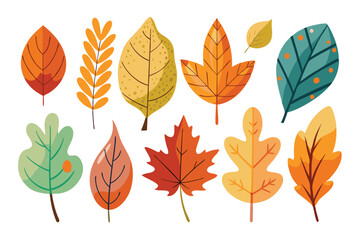 Obraz premium Autumn's vibrant hues grace the canvas, a medley of leaves in a minimalist display.