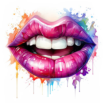 recommend clip art: Watercolor Vampire fangs, clipart Illustration, Generative Ai