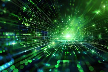 Blue Green Technology Background. Modern Design with Digital Display